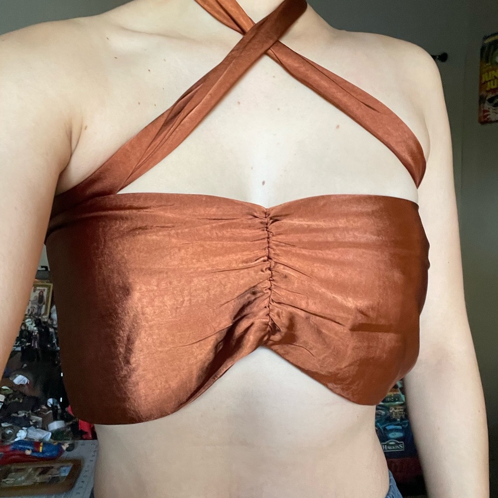 Rust Brown Wrap Top - image 1
